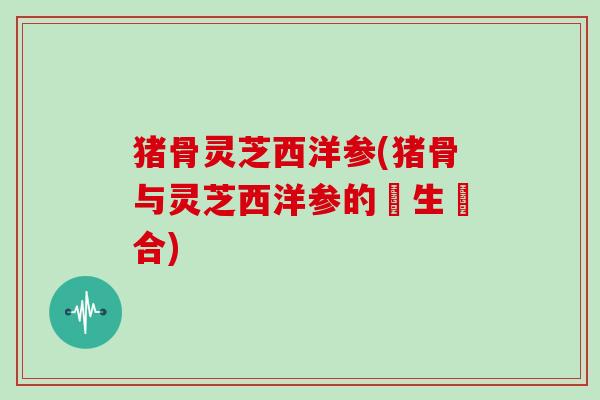 猪骨灵芝西洋参(猪骨与灵芝西洋参的養生組合)