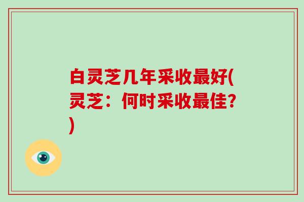 白灵芝几年采收最好(灵芝：何时采收最佳？)