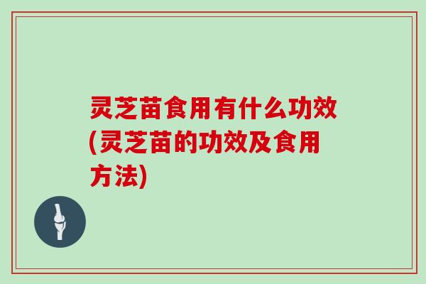 灵芝苗食用有什么功效(灵芝苗的功效及食用方法)