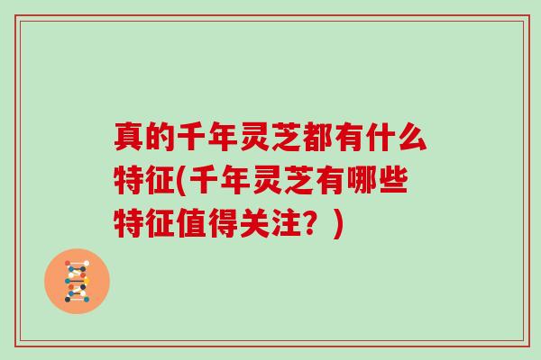 真的千年灵芝都有什么特征(千年灵芝有哪些特征值得关注？)