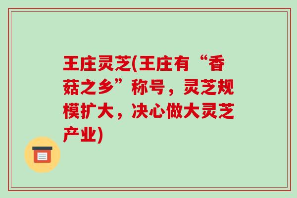 王庄灵芝(王庄有“香菇之乡”称号,灵芝规模扩大,决心做大灵芝产业)