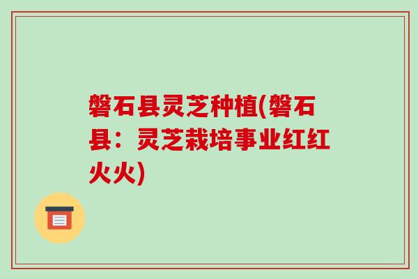 磐石县灵芝种植(磐石县:灵芝栽培事业红红火火)