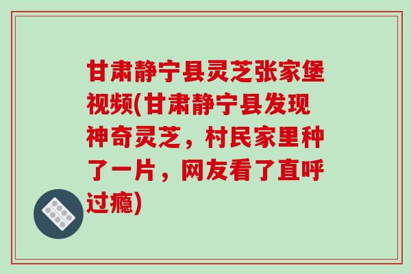 甘肃静宁县灵芝张家堡视频(甘肃静宁县发现神奇灵芝,村民家里种了一片,网友看了直呼过瘾)