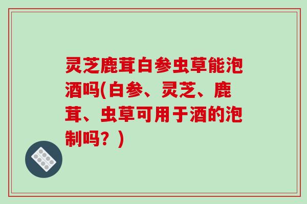 灵芝鹿茸白参虫草能泡酒吗(白参、灵芝、鹿茸、虫草可用于酒的泡制吗?)
