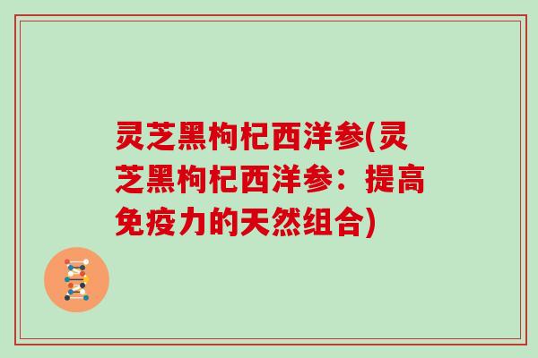 灵芝黑枸杞西洋参(灵芝黑枸杞西洋参:提高免疫力的天然组合)