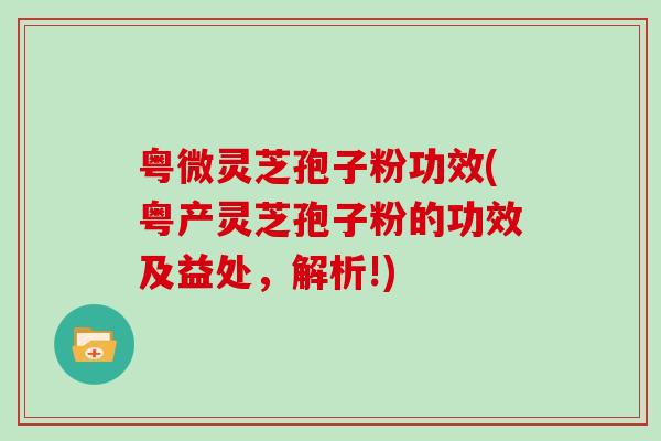粤微灵芝孢子粉功效(粤产灵芝孢子粉的功效及益处，解析!)