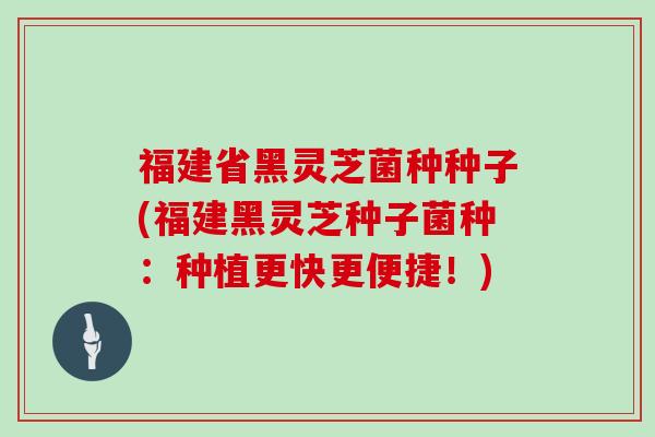 福建省黑灵芝菌种种子(福建黑灵芝种子菌种：种植更快更便捷！)