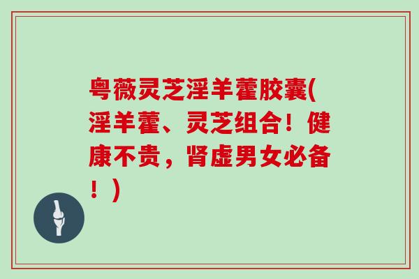 粤薇灵芝淫羊藿胶囊(淫羊藿、灵芝组合!健康不贵,肾虚男女必备!)