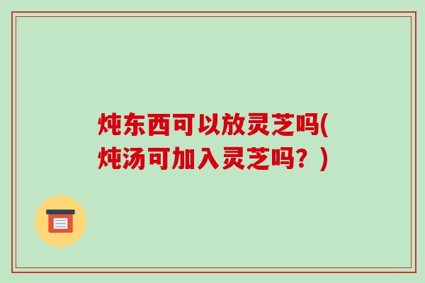 炖东西可以放灵芝吗(炖汤可加入灵芝吗？)