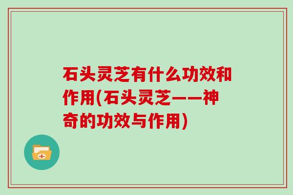 石头灵芝有什么功效和作用(石头灵芝——神奇的功效与作用)