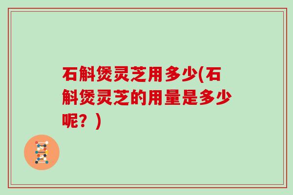石斛煲灵芝用多少(石斛煲灵芝的用量是多少呢?)