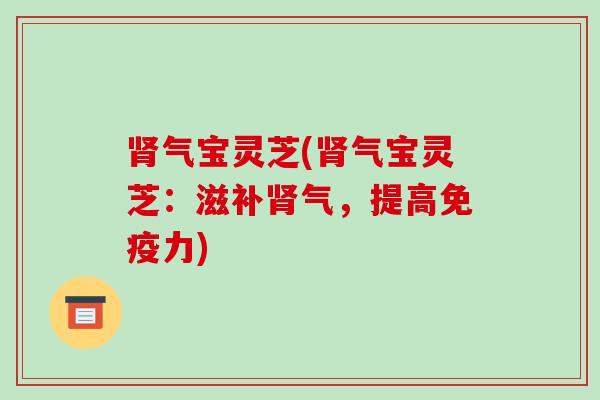 肾气宝灵芝(肾气宝灵芝：滋补肾气，提高免疫力)