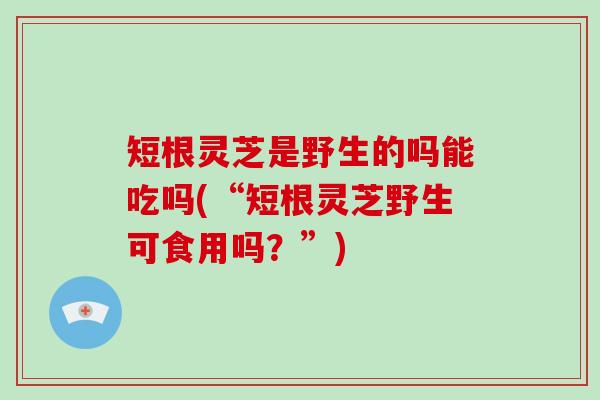 短根灵芝是野生的吗能吃吗(“短根灵芝野生可食用吗?”)
