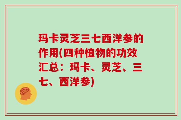 玛卡灵芝三七西洋参的作用(四种植物的功效汇总:玛卡、灵芝、三七、西洋参)