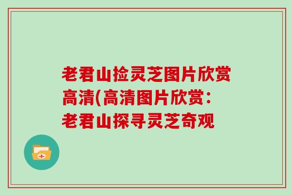 老君山捡灵芝图片欣赏高清(高清图片欣赏:老君山探寻灵芝奇观