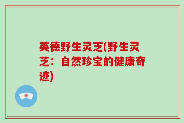 英德野生灵芝(野生灵芝:自然珍宝的健康奇迹)