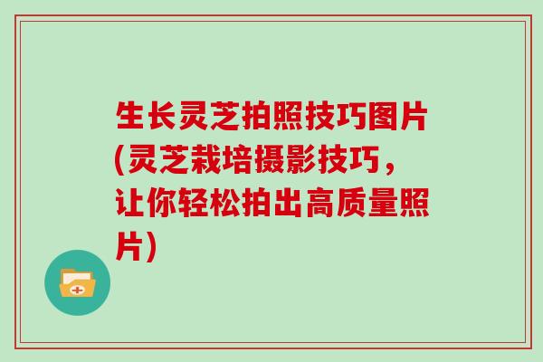 生长灵芝拍照技巧图片(灵芝栽培摄影技巧,让你轻松拍出高质量照片)