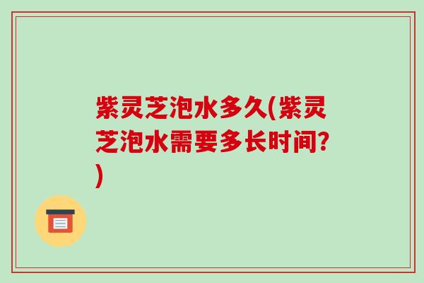 紫灵芝泡水多久(紫灵芝泡水需要多长时间?)