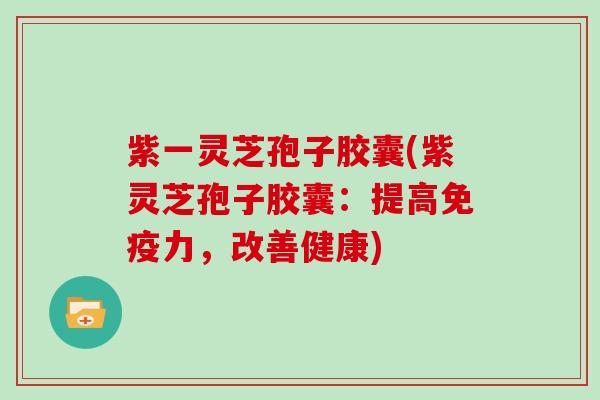 紫一灵芝孢子胶囊(紫灵芝孢子胶囊:提高免疫力,改善健康)