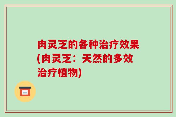 肉灵芝的各种治疗效果(肉灵芝:天然的多效治疗植物)