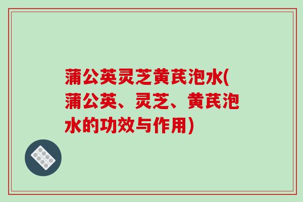 蒲公英灵芝黄芪泡水(蒲公英、灵芝、黄芪泡水的功效与作用)