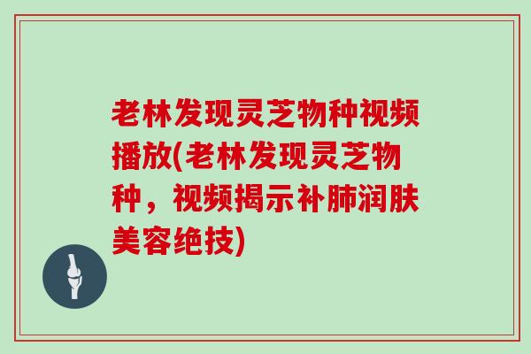 老林发现灵芝物种视频播放(老林发现灵芝物种,视频揭示补肺润肤美容绝技)