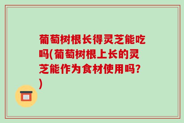 葡萄树根长得灵芝能吃吗(葡萄树根上长的灵芝能作为食材使用吗？)