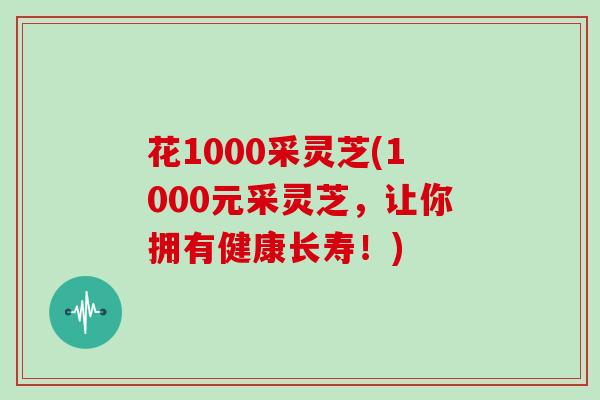 花1000采灵芝(1000元采灵芝，让你拥有健康长寿！)