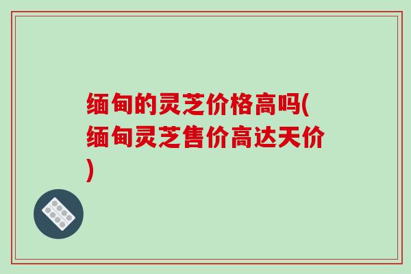 缅甸的灵芝价格高吗(缅甸灵芝售价高达天价)