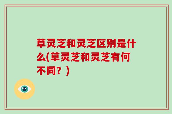 草灵芝和灵芝区别是什么(草灵芝和灵芝有何不同?)