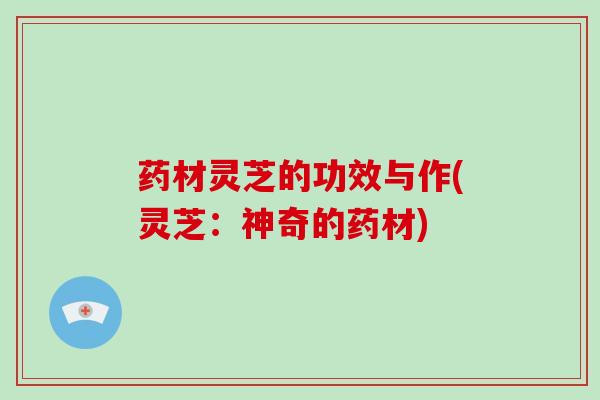 药材灵芝的功效与作(灵芝：神奇的药材)