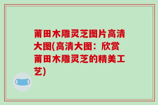 莆田木雕灵芝图片高清大图(高清大图:欣赏莆田木雕灵芝的精美工艺)