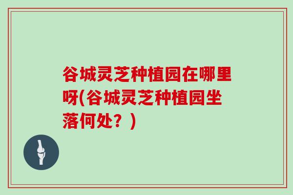 谷城灵芝种植园在哪里呀(谷城灵芝种植园坐落何处？)