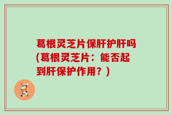 葛根灵芝片保肝护肝吗(葛根灵芝片:能否起到肝保护作用?)