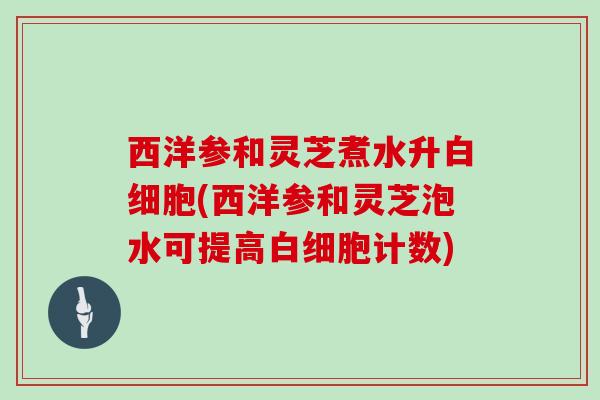 西洋参和灵芝煮水升白细胞(西洋参和灵芝泡水可提高白细胞计数)