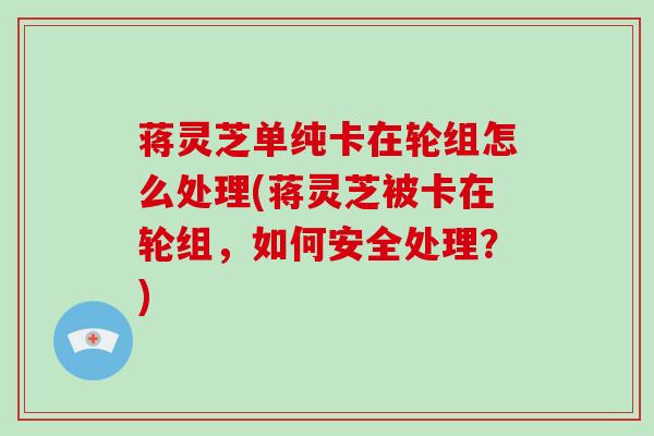 蒋灵芝单纯卡在轮组怎么处理(蒋灵芝被卡在轮组,如何安全处理?)