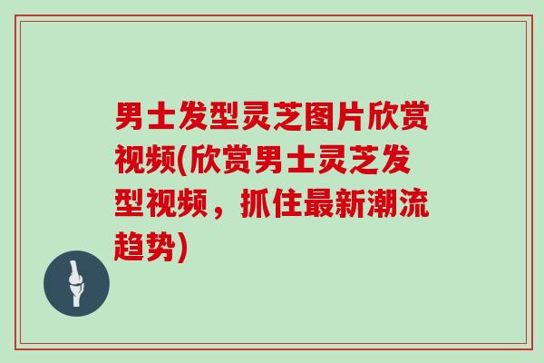 男士发型灵芝图片欣赏视频(欣赏男士灵芝发型视频，抓住最新潮流趋势)