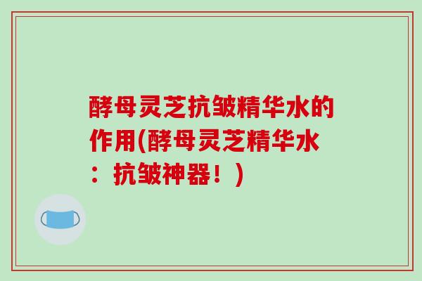 酵母灵芝抗皱精华水的作用(酵母灵芝精华水:抗皱神器!)