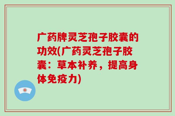 广药牌灵芝孢子胶囊的功效(广药灵芝孢子胶囊:草本补养,提高身体免疫力)