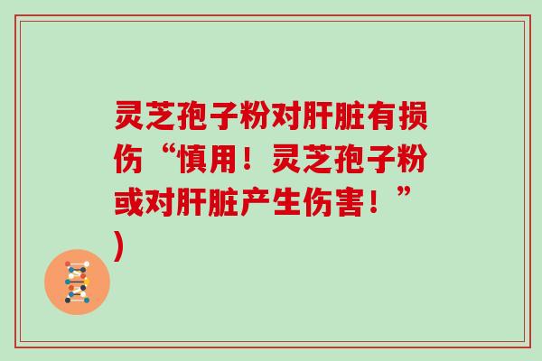 灵芝孢子粉对肝脏有损伤“慎用!灵芝孢子粉或对肝脏产生伤害!”)