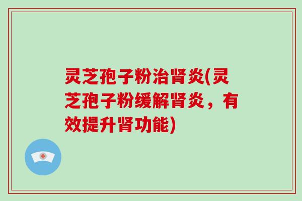 灵芝孢子粉治肾炎(灵芝孢子粉缓解肾炎,有效提升肾功能)