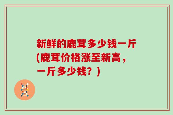 新鲜的鹿茸多少钱一斤(鹿茸价格涨至新高，一斤多少钱？)