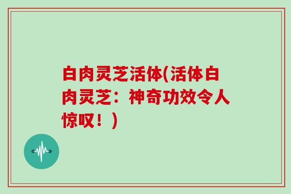 白肉灵芝活体(活体白肉灵芝:神奇功效令人惊叹!)