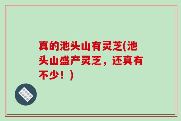 真的池头山有灵芝(池头山盛产灵芝,还真有不少!)
