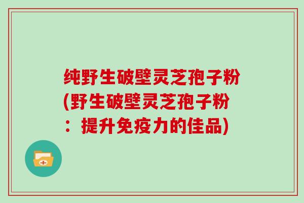 纯野生破壁灵芝孢子粉(野生破壁灵芝孢子粉:提升免疫力的佳品)