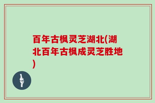 百年古枫灵芝湖北(湖北百年古枫成灵芝胜地)