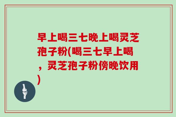 早上喝三七晚上喝灵芝孢子粉(喝三七早上喝，灵芝孢子粉傍晚饮用)