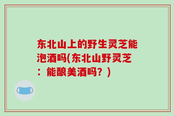 东北山上的野生灵芝能泡酒吗(东北山野灵芝:能酿美酒吗?)