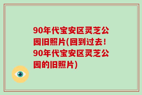 90年代宝安区灵芝公园旧照片(回到过去！90年代宝安区灵芝公园的旧照片)