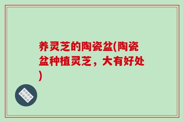 养灵芝的陶瓷盆(陶瓷盆种植灵芝,大有好处)